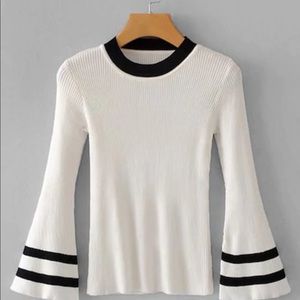 Stripe Panel Ribbed Sweater